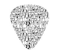 Pet Guitar Picks 6 PC,Dogs Cats Fun Happy,Personalized Guitar Pick for Acoustic,Great Gift for Dad Boyfriend Guitar Players(0.46/0.71/0.96 mm),Black and White,0.96