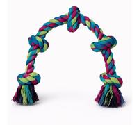 Pet Guru Braided Dog Rope Toy indestructible, 76 cm 5 Knots, Interactive Large Dog Chew Toy for Teeth Cleaning Tough Tug of War Rope Interactive Play (Blue Multi, 76 CM)