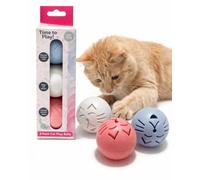 Pet Guru Cat Play Balls, 3 Pack, with Bell, Catnip, and Flashing Features, Blue, White, and Pink Cat & Kitten Play Balls (Pack of 6)