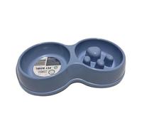 Pet Guru Combo Double Pet Bowl, Slow Feeder and Water Bowl for Cats and Small Dogs (Blue)