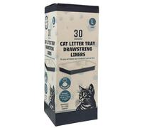 Pet Guru Deluxe Cat Litter Tray Drawstring Liners, Large 82x42cm, Pack of 30, Strong Disposable Bags with Yellow Drawstring (30)