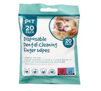 Pet Guru Disposable Dental Cleaning Finger Wipes for Dogs & Puppies Plaque and Tartar Remover with Tea Polyphenols Wipes, 20 Pack (20)