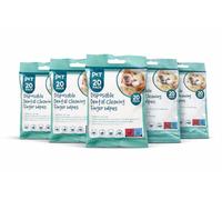 Pet Guru Disposable Dental Cleaning Finger Wipes for Dogs & Puppies Plaque and Tartar Remover with Tea Polyphenols Wipes, 20 Pack (100)