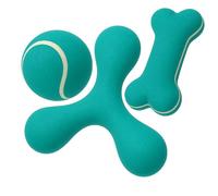 Pet Guru Dog Bone Toy, Durable Material, for Small and Medium Dogs, Interactive Fetch and Chew Dog Tennis Ball/Bone & Cross Pak of 3 Toys (Sea Green)