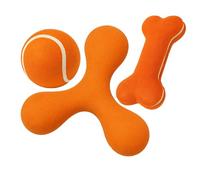 Pet Guru Dog Bone Toy, Durable Material, for Small and Medium Dogs, Interactive Fetch and Chew Dog Tennis Ball/Bone & Cross Pak of 3 Toys (Orange)
