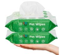 Pet Guru® Dogs & Cats 100% Plastic Free Biodegradable Antibectrial Deodorizing Multi-Purpose Cleaning Thick Pet Wipes Fiber Plant Based Alcohal Free Pet Wipes (200 Wipes, Unscented)