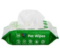 Pet Guru® Dogs & Cats 100% Plastic Free Biodegradable Antibectrial Deodorizing Multi-Purpose Cleaning Pet Wipes Fiber Plant Based Alcohal Free Pet Wipes (100 Wipes, Unscented)