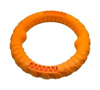 Pet Guru® Pet Dog Training Ring Anti-Bite Floating Toy Puppy Summer Pet Training Outdoor Durable Chew interactive Training Activity Toy (ORANGE, LARGE 25 CM)