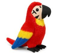 Pet Guru Plush Parrot Dog Toys, Interactive Macaw Cockatoo with Honking Sound, Durable Soft Design, White, Red and Blue Colors Xmas Dog Toys Gift (Red, Large)