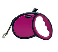 Pet Guru Retractable Dog Lead with Handle Grip Nylon Tape With Loack & Breake System Dog Lead 3M 5M & 7M (Pink, Large Max 40 KG)