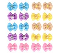 Pet Hair Bows Cute Mixed Colors Dog Topknots DIY Bow Tie for Small Pets Polyester 20pcs