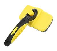 Pet Hair Brush Self Cleaning Massage Round Tip, Dogs Grooming Shedding Brush for Cats Rabbits, Ergonomic Deshedding Tool with One - Click Hair Release for Home Pet Care (Yellow)