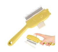 Pet Hair Comb, Bear Button Cat Detangling Brush, Grooming and Massaging Tool for Daily Cleaning, Bathing, Indoor, Outdoor, Apartment, Travel, and Home Use, 2.95x8.27 inches, Yellow, Green