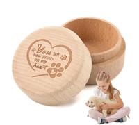 Pet Hair Keepsake Box - 2 x 1.4 inches Paw Heart Prints, Strong Keepsake Storage | Wooden Engraved Dog Tooth Box, Dog Cat Hair Ashes Container, unique bond precious memories preserving Box