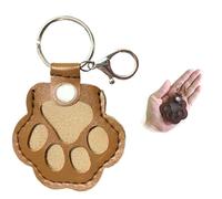 Pet Hair Keepsake Keychain Memorial, Paw Shape Leather Fur Collector Keyring, Pet Memory Collector with Snap Button, Dog Memorial Gifts Light-brown