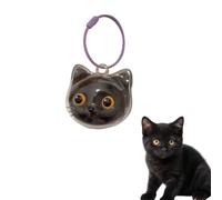Pet Hair Keychain Memorial Cat Shaped Keychains with Transparent Fur Keychain Portable Pet Memorial Keyring for Cat Fur Storage Furs Collector Charm (1 PCS,Yellow Eyes)