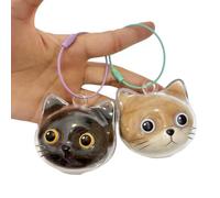 Pet Hair Keychain Memorial - Cats Fur Collector Keepsake Charm, Portable Cat-Shaped Storage for Cat’s Hair, Unique Gift for Pet Lovers (2PCS)