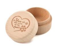 Pet Hair Memorial Box, Pet Hair Keepsake Box, Dog Cat Hair Container, Tooth Storage Box Keepsake, Paw Prints Wooden Pet Furrry Memorial Box Container, for Storing Cats Dogs Hair, Teeth, Nails