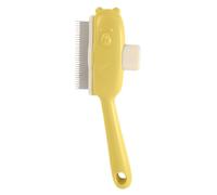 Pet Hair Removal Comb, Cat Grooming Brush, Detangling Pet Brush, Adorable Bear Button Design, Comfortable Grip Handle, Green/Yellow, For Daily Cleaning Bathing Apartment Indoor Outdoor Travel Home
