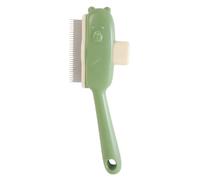 Pet Hair Removal Comb, Cat Grooming Brush, Detangling Pet Brush, Adorable Bear Button Design, Comfortable Grip Handle, Green/Yellow, For Daily Cleaning Bathing Apartment Indoor Outdoor Travel Home