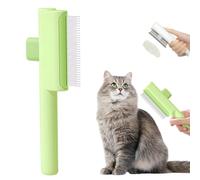Pet Hair Removal Comb Flea Comb, 2025 Upgrade Cat Grooming Brush, Cat Brush with Release Button, De-Shedding Hair, Dog Grooming Supplies, Fine-Tooth Massage (Green)