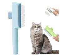 Pet Hair Removal Comb Flea Comb, 2025 Upgrade Cat Grooming Brush, Cat Brush with Release Button, De-Shedding Hair, Dog Grooming Supplies, Fine-Tooth Massage (Blue)