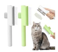 Pet Hair Removal Comb Flea Comb, 2025 Upgrade Cat Grooming Brush, Cat Brush with Release Button, De-Shedding Hair, Dog Grooming Supplies, Fine-Tooth Massage (White+Green)