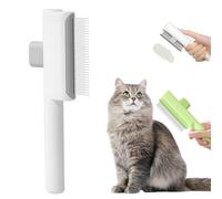 Pet Hair Removal Comb Flea Comb, 2025 Upgrade Cat Grooming Brush, Cat Brush with Release Button, De-Shedding Hair, Dog Grooming Supplies, Fine-Tooth Massage (White)