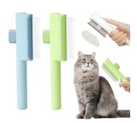 Pet Hair Removal Comb Flea Comb, 2025 Upgrade Cat Grooming Brush, Cat Brush with Release Button, De-Shedding Hair, Dog Grooming Supplies, Fine-Tooth Massage (Blue+Green)