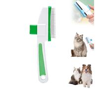 Pet Hair Removal Comb Flea Comb, Cat Brush with Release Button, Cat Grooming Brushes for Indoor Cats Shedding, Cleaning Shedding Pet Hair Remover for Dogs Cats Pet Grooming Brush Tool (Green)