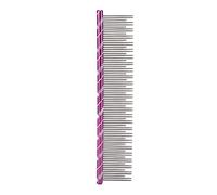 Pet Hair Removal Comb, Stainless Steel Cat Comb with Open Knot Design, Durable Reusable Grooming Tool for Long and Short Haired Cats, Comfortable Non Slip Handle for Safe Skin Mass (Purple)