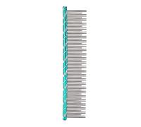 Pet Hair Removal Comb, Stainless Steel Cat Comb with Open Knot Design, Durable Reusable Grooming Tool for Long and Short Haired Cats, Comfortable Non Slip Handle for Safe Skin Mass (Green)