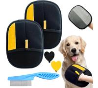 Pet Hair Removal Glove for Dogs & Cats,Grooming Gloves for Pet Hair Efficiently,Cat Grooming Gloves for Hair Removal,Reusable Cat & Dog Hair Remover for Couch, Furniture, Carpet, Curtain(2 pcs)