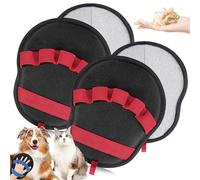 Pet Hair Removal Glove for Dogs & Cats, Magic Brush Electrostatic Mitt, Reusable Grooming Gloves, Dog Hair Remover Tool with 5-Finger Design for Couch, Carpet, Furniture, Clothing (Red, 2pcs)