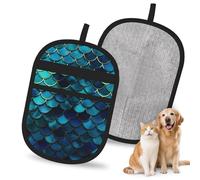 Pet Hair Removal Glove For Dogs Cats, Upgraded Reusable Electrostatic Pet Hair Glove, Magic Brush Pet Hair Remover Tool Blue Fish Scale Pattern Grooming Gloves For Clothing, Couch, Carpet, Car Seat