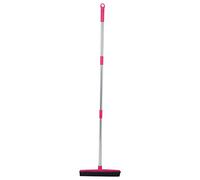 Pet Hair Removal Rubber Broom with Integrated Squeegee, 3-in-1 Floor Brush for Carpets, Adjustable Handle, Pet Hair Remover for Floor Dusting (Pink)