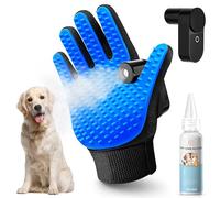 Pet Hair Remover Glove - Cat＆Dog Brush,Gentle Deshedding Efficient - Perfect for Dogs, Cats, Rabbits & Horses with Long/Short/Curly Hair,Includes Sprayer＆Waterless Shampoo (Right Hand, 1 Piece, Blue)