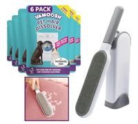 Pet Hair Remover Laundry Bundle - Includes 6 Pack Vamoosh Pet Hair Dissolver & Reusable Lint Brush - Cat Hair, Dog Hair Remover For Clothes, Pet Hair Removal Brush, Fluff Remover