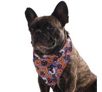 Pet Halloween Bandana,Quick Release Cat Dog Adjustable Triangle Bibs with D-Ring,Halloween Pumpkin Ghost Element Pet Scarf for Cat Puppy Small Medium Dogs_M(Purple)