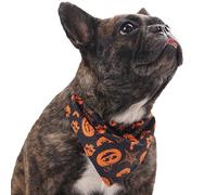 Pet Halloween Bandana,Quick Release Cat Dog Adjustable Triangle Bibs with D-Ring,Halloween Pumpkin Ghost Element Pet Scarf for Cat Puppy Small Medium Dogs_S(Black Pumpkin)