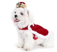 Pet Halloween Christmas Costume,Adjustable Cat Dog King Cloak Hat Set Luxury Fur Red Blue King Queen Puppy Cosplay Cape Outfit_S(Red)