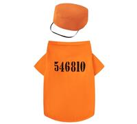 Pet Halloween Costume Dog Prisoner Costumes Role Play Prison Clothes (Orange, Medium)