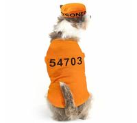 Pet Halloween Costume Dog Prisoner Costumes Role Play Prison Yellow Clothes for Thanksgiving Christmas (Yellow, XXL)