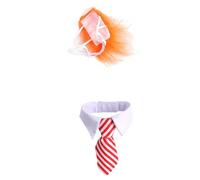 Pet Halloween Costume With Orange Wig And Tie Set, 2 Pcs Accessories For Dogs And Cats, Wig: 2.8 X 6.3 In / 7 X 16 Cm, Tie: 10.6-11.8 In / 27-30 Cm