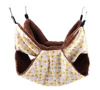 Pet Hammock Double Layer Warm Yellow Rabbit Hanging Bed for Small Pets, Squirrel, 4 Seasons Using, Novel Design, for Birds, Polyester Peach Skin + Shu Velveteen, Yellow, S/L (Large Size)