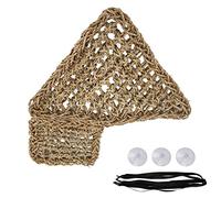 Pet Hammock, Hand Woven Seagrass Jungle Vines, Triangular 33x33x39cm, with 3 Suction Cups for Reptiles Lizards Frogs Spiders Scorpions