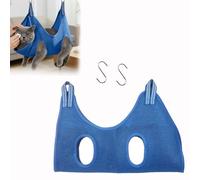 Pet Hammock Harness, Cat Grooming Bag, Pet Grooming Sling Helper with 2 Hooks, Breathable Grooming Harness Hanging for Dog & Cat Trim Nails and Bath Grooming (Blue,M)