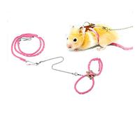 Pet Hamster Adjustable Harness - Small Rat & Mouse Training Lead Leash with Finder Bell (Pink)