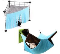 Pet Hamster Hammock Set, Hanging Bed Cage House and Cage Corner Hideout Small Animals Soft Pet Toy, Guinea Pig Bed Rat Hideaway Hammock Corner for Parrot Ferret Squirrel Playing Sleeping (blue)