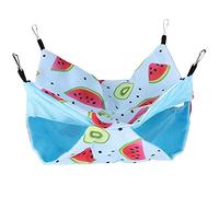 Pet Hamster Hanging Hammock Bunkbed, Small Pet Bed with Cartoon Pattern, Soft Crystal Velvet Lining, Double Sided Hammock for Hamsters Guinea Pigs Chinchillas and Other Small Anima (S size watermelon